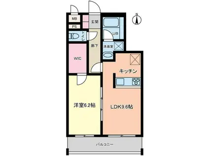 モストンソラーレ(1LDK/2階)の間取り写真