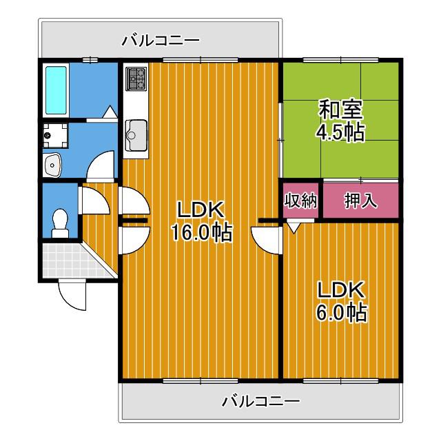 パークアベニュー弐番館(2LDK/1階)の間取り写真