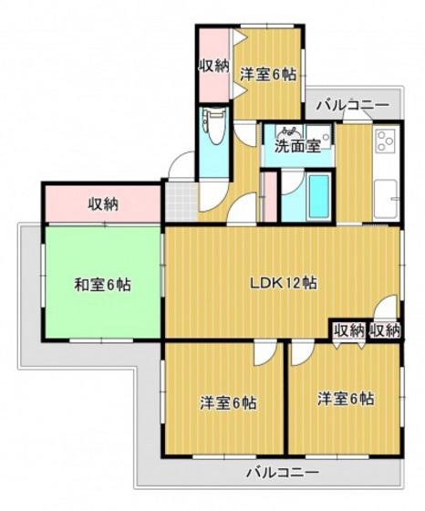 メゾン京山(3LDK/1階)の間取り写真