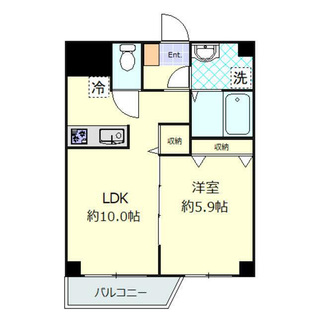 エステ浅草壱番館(1LDK/6階)の間取り写真