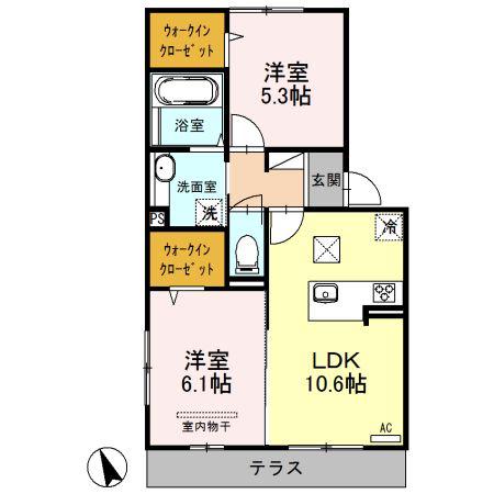 ハイムこがね(2LDK/1階)の間取り写真