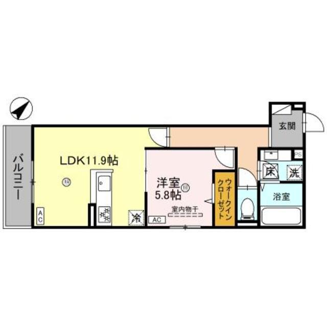トリシア YUKI(1LDK/3階)の間取り写真