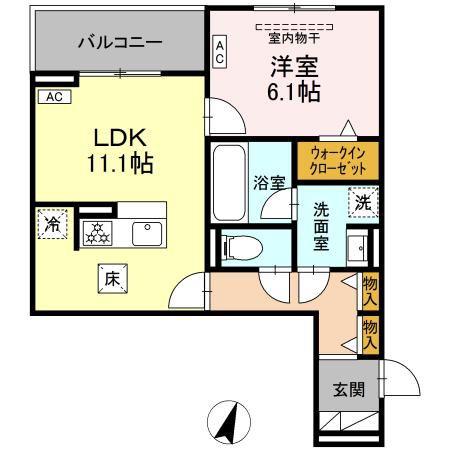ビスタレイルウェイ八田(1LDK/1階)の間取り写真