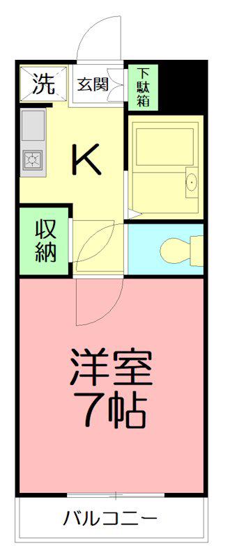 横浜元町ガーデン2(1K/1階)の間取り写真