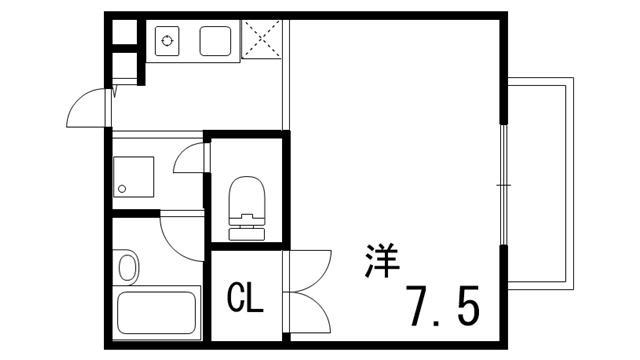 フォアオルテ岡本(1K/2階)の間取り写真