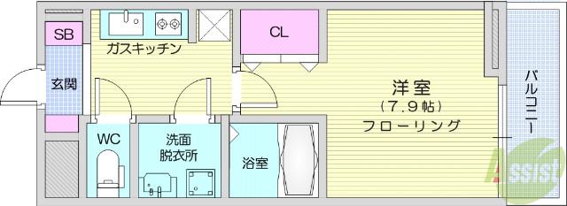 グレイス(1K/3階)の間取り写真
