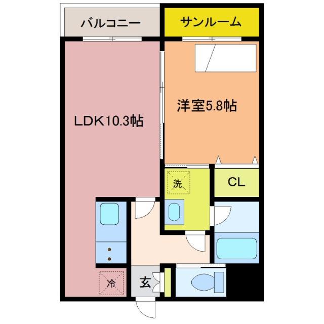 VIA・LATTEA II(1LDK/1階)の間取り写真