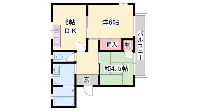 フローラルハイツ(2DK/1階)の間取り写真
