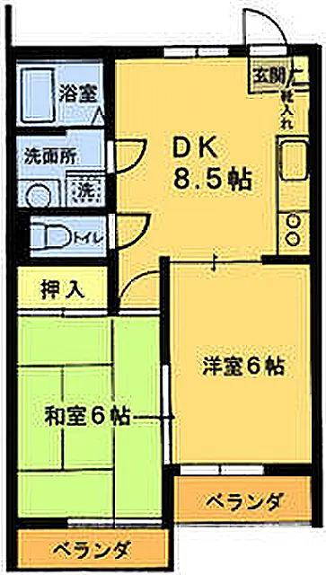 タウニータクボ(2DK/2階)の間取り写真