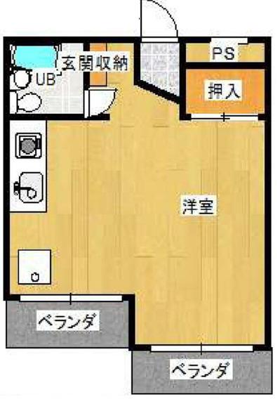 ハイツオークラしのはら(ワンルーム/2階)の間取り写真