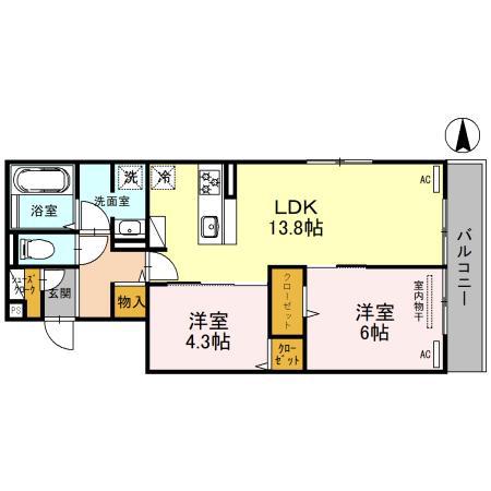 タカゼン文の里(2LDK/3階)の間取り写真