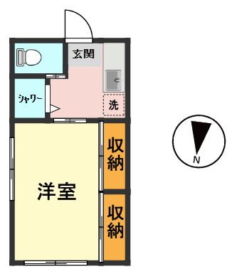 第1藤ハイツ(1K/2階)の間取り写真