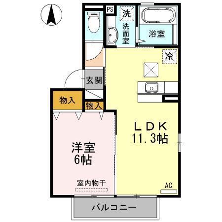 メゾンクレール広瀬 A棟(1LDK/1階)の間取り写真
