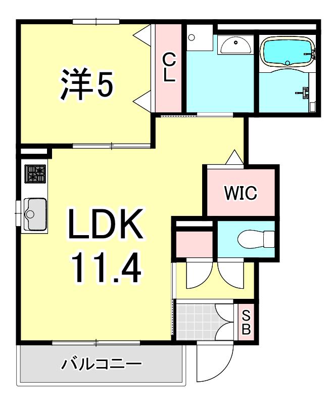 ルナテラス甲子園(1LDK/1階)の間取り写真