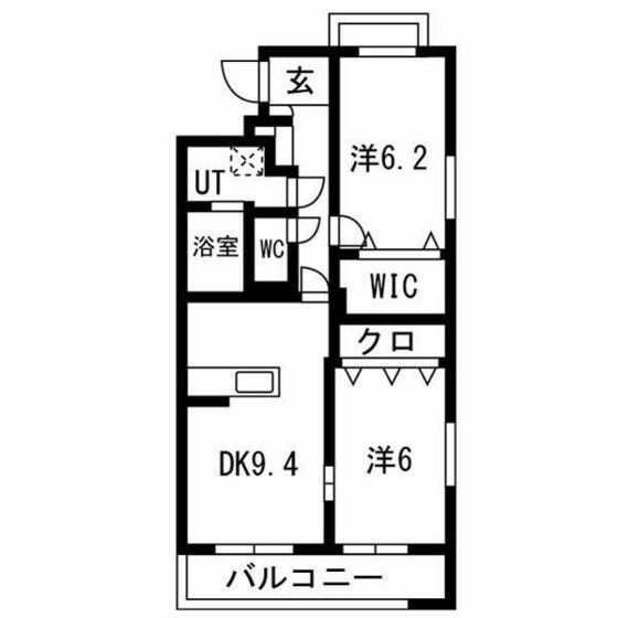 プラウドR(2DK/1階)の間取り写真