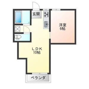 ビレッジ旭ヶ丘(1LDK/2階)の間取り写真
