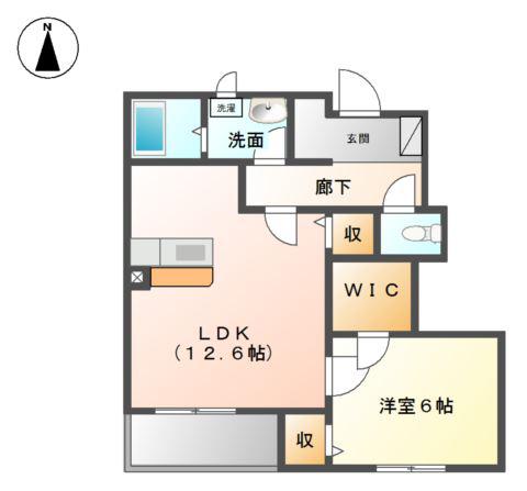 FOREST(1LDK/1階)の間取り写真