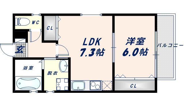 エム・ステージ小路東(1LDK/3階)の間取り写真