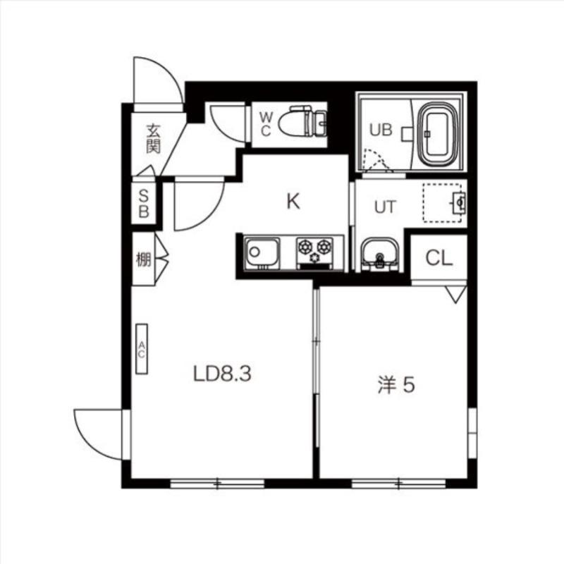 ロアジ美園(1LDK/4階)の間取り写真