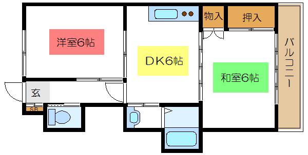 ペアシティーマンションNO.2(2K/2階)の間取り写真