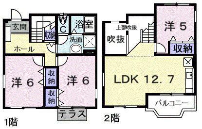 ドゥー・メゾンF(3LDK/1階)の間取り写真