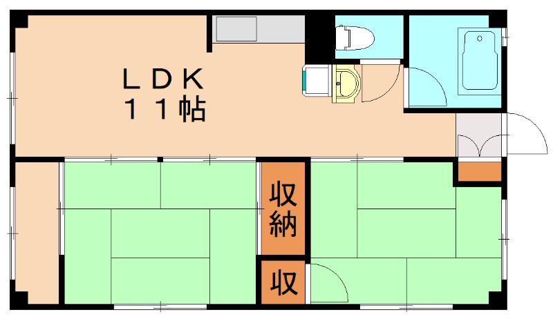 ヒカリハイツ(2LDK/3階)の間取り写真