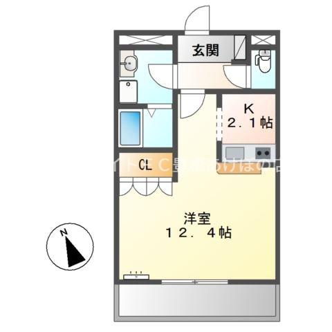 スプリングス(1K/1階)の間取り写真