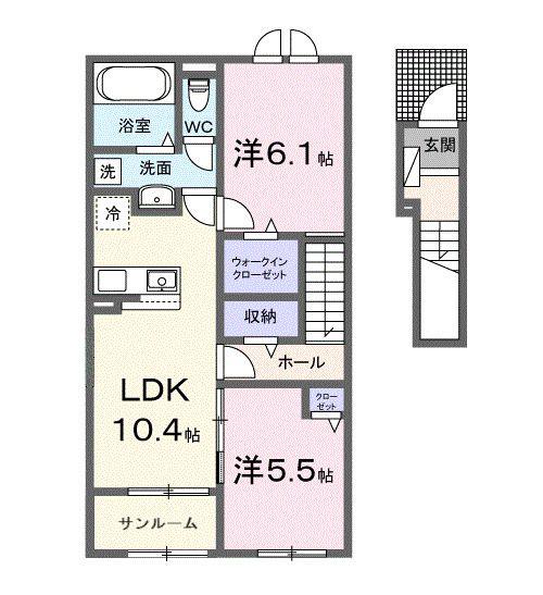 ヴァンヴェール彦根RS(2LDK/2階)の間取り写真
