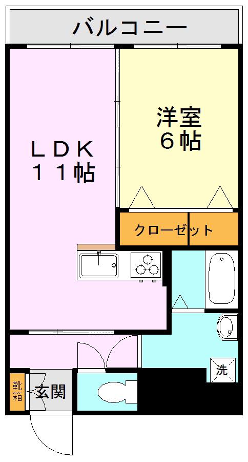 インペリアル飛田(1LDK/4階)の間取り写真