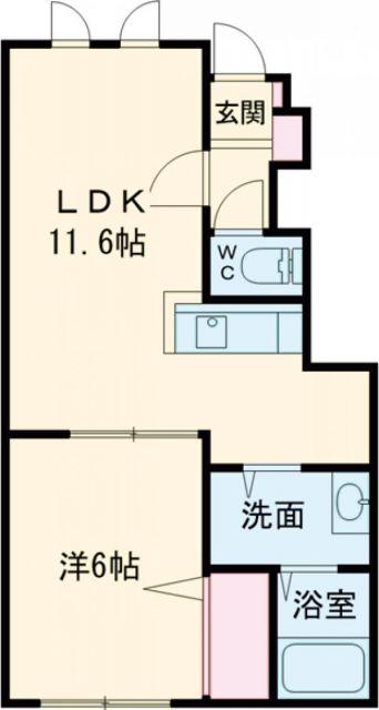 BELLE CHATON II(1LDK/2階)の間取り写真