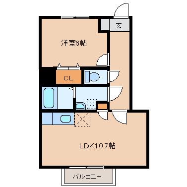 エスト・ハナセン(1LDK/2階)の間取り写真