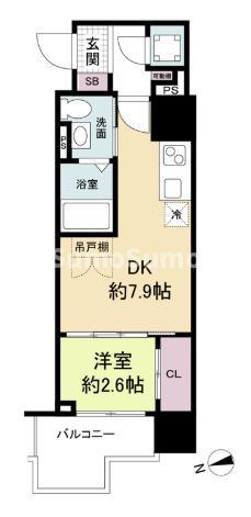 セレニテ難波プリエ(1DK/14階)の間取り写真