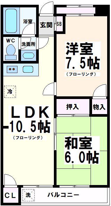 成城キャッスルⅠ(2LDK/1階)の間取り写真