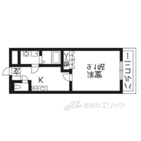 シャインヒルズⅢ(1K/2階)の間取り写真
