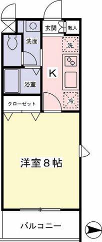 フィシオ橋本第2(1K/2階)の間取り写真