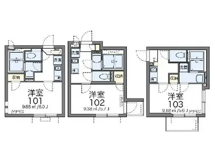 クレイノシンコーポ南烏山(1K/3階)の間取り写真