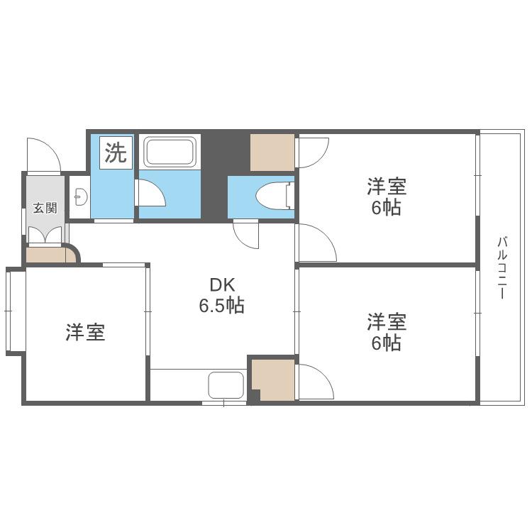 塔原サンハイツ(3DK/3階)の間取り写真