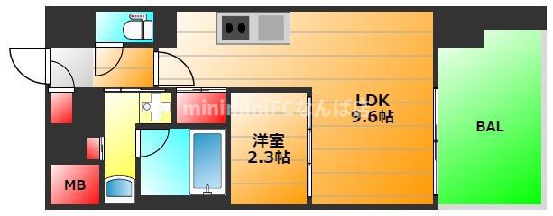 Jグランコート京町堀(1LDK/13階)の間取り写真