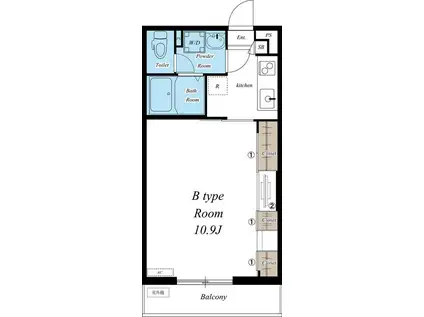 リブリ・オールパラン(1K/1階)の間取り写真