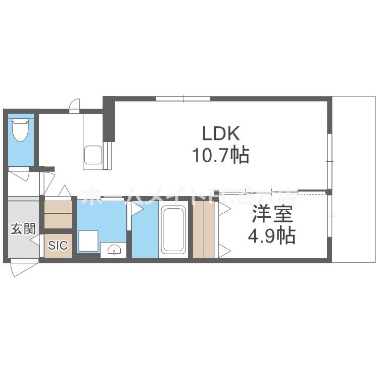 CASA PINO SOLO(1LDK/3階)の間取り写真