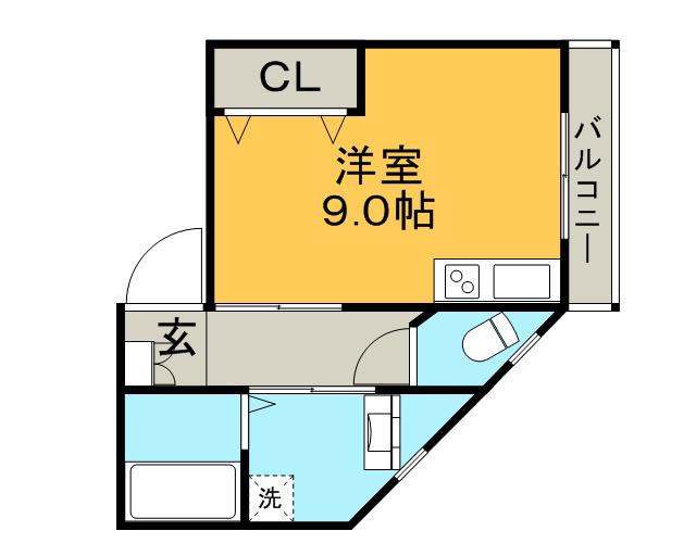 寿マンション(ワンルーム/2階)の間取り写真