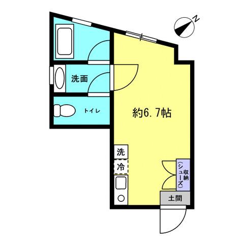 野室マンション(ワンルーム/2階)の間取り写真