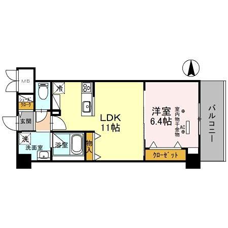 グランツコート御幣島(1LDK/8階)の間取り写真