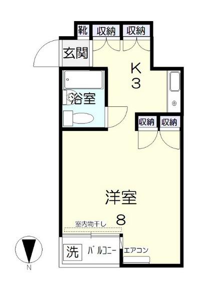 アルファ清心町II(ワンルーム/1階)の間取り写真