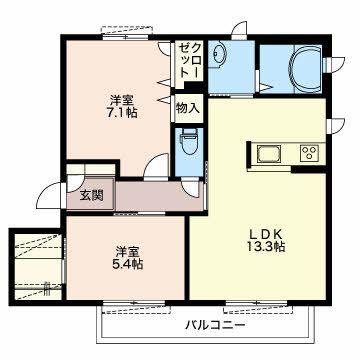 ルネスト(2LDK/3階)の間取り写真