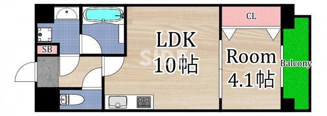 フェリーチェ城北公園(1LDK/2階)の間取り写真