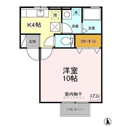 アクシス真鍋(1K/1階)の間取り写真