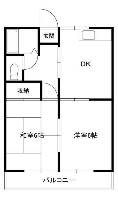 サンハイム平塚(2DK/1階)の間取り写真