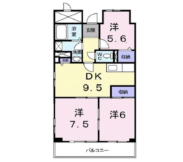 エステ-トピア小田原(3DK/2階)の間取り写真
