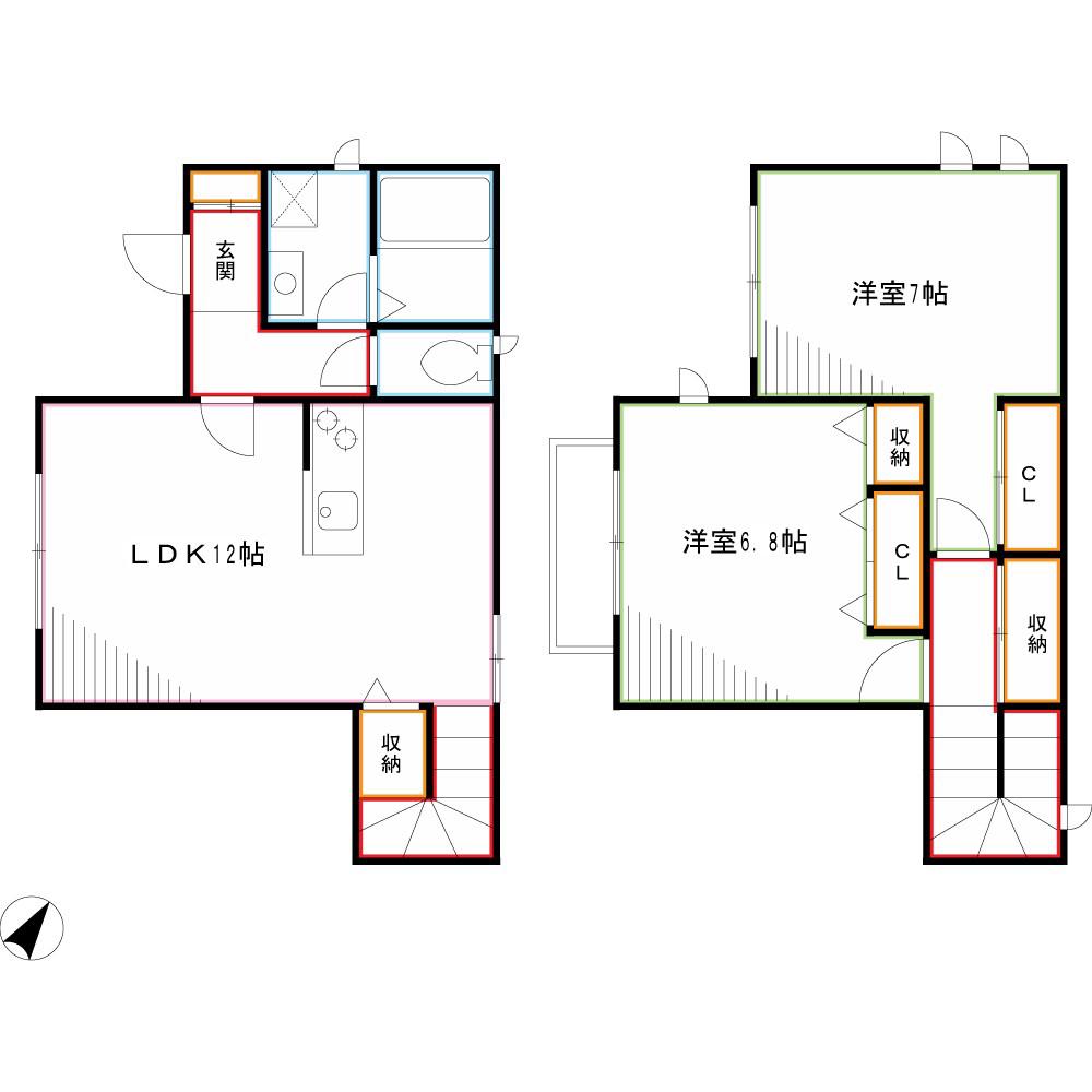 LUZ三鷹(2LDK/1階)の間取り写真